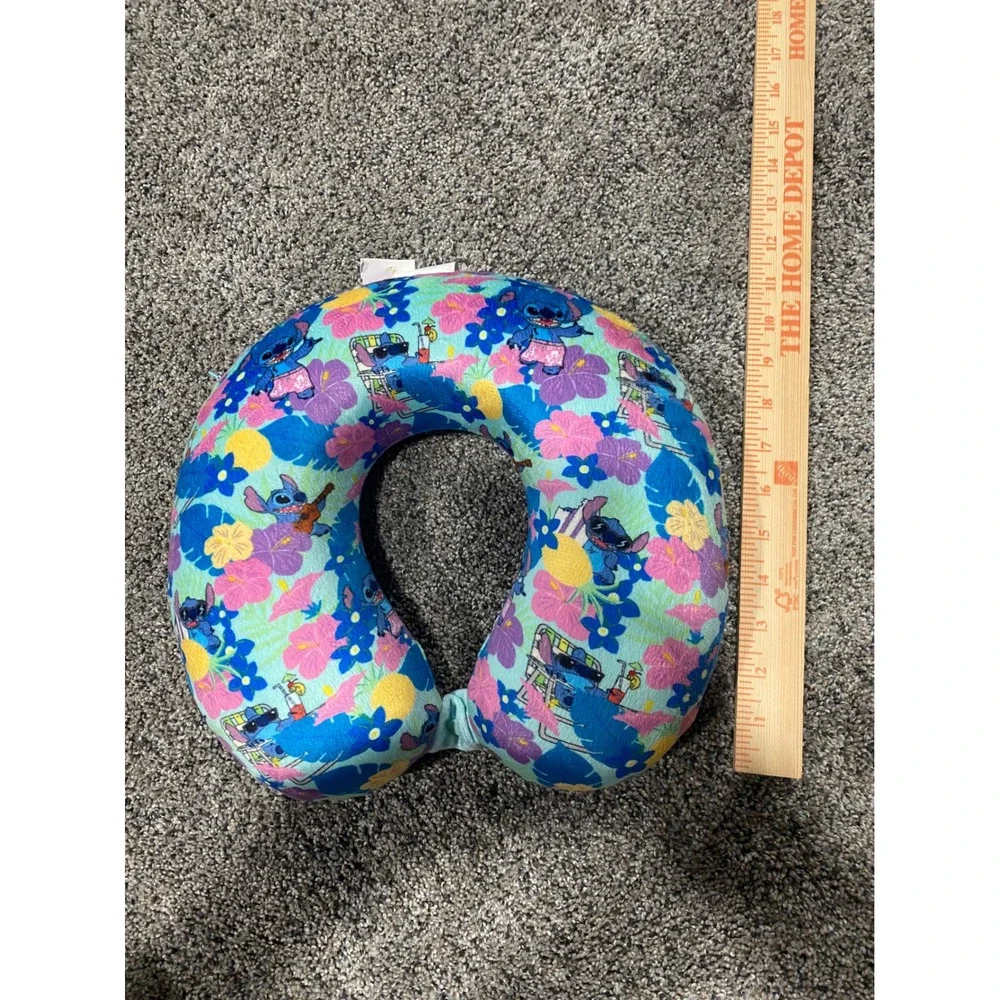 Disney Lilo & Stitch Tropical‎ Hibiscus Travel Neck Pillow Bioworld Blue